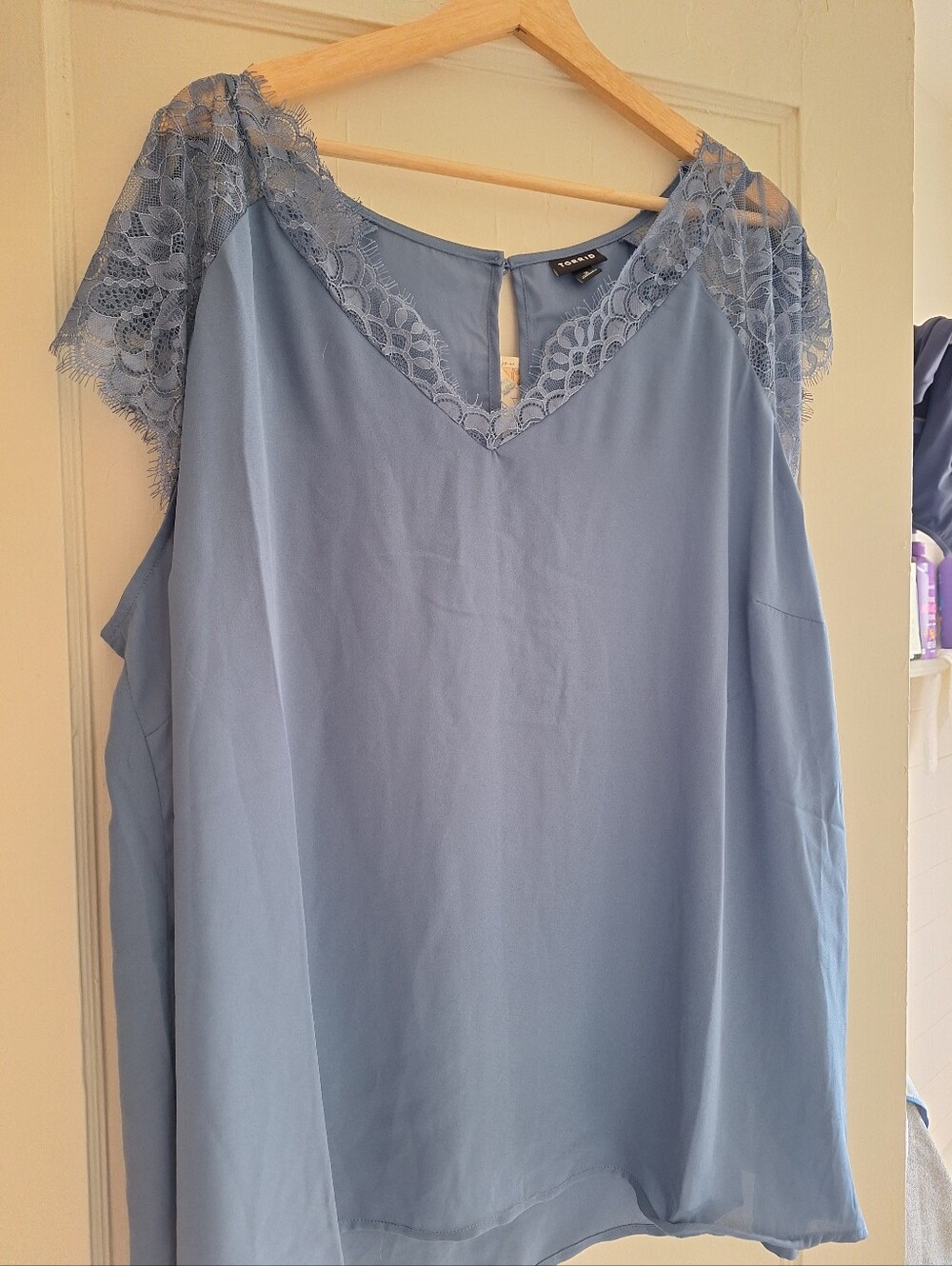 torrid Light Blue Lace-Trim V-Neck Camisole